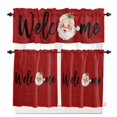 thumbnail image 1 of Red Santa Claus Kitchen Curtains and Valances Set, Christmas Welcome Linen Rod Pocket Window Valance 18 Inch Window Curtain Panels for Living Room Bedroom Laundry, 27.5x36in, 3 Pieces, 1 of 7