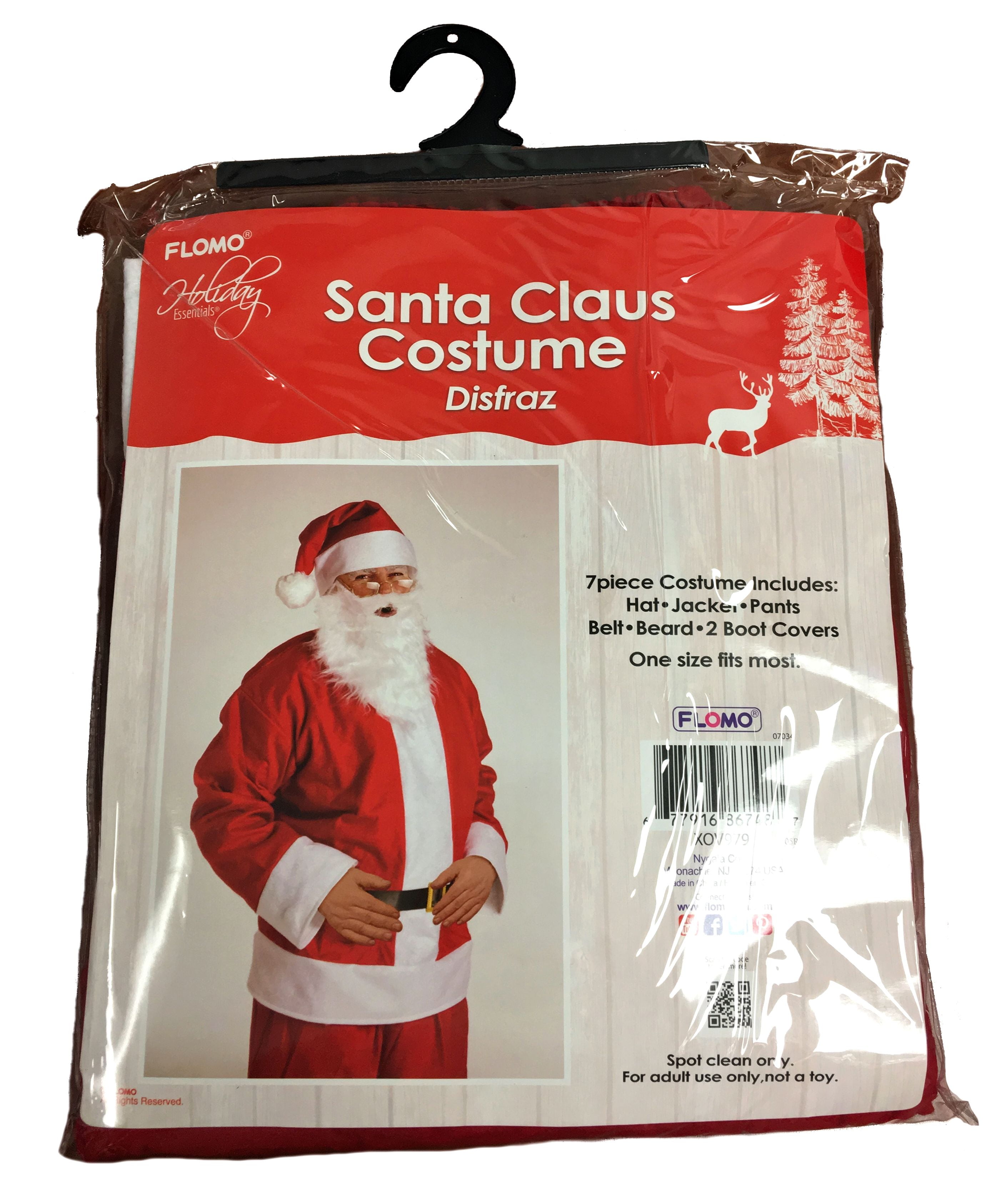 Red Santa Claus Outfit Costume 7 Piece Set One Size Fits Most New -  Walmart.com