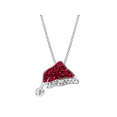 thumbnail image 1 of Red Santa Hat Christmas Holiday Pendant Necklace with Swarovski Crystals in Sterling Silver, 1 of 4