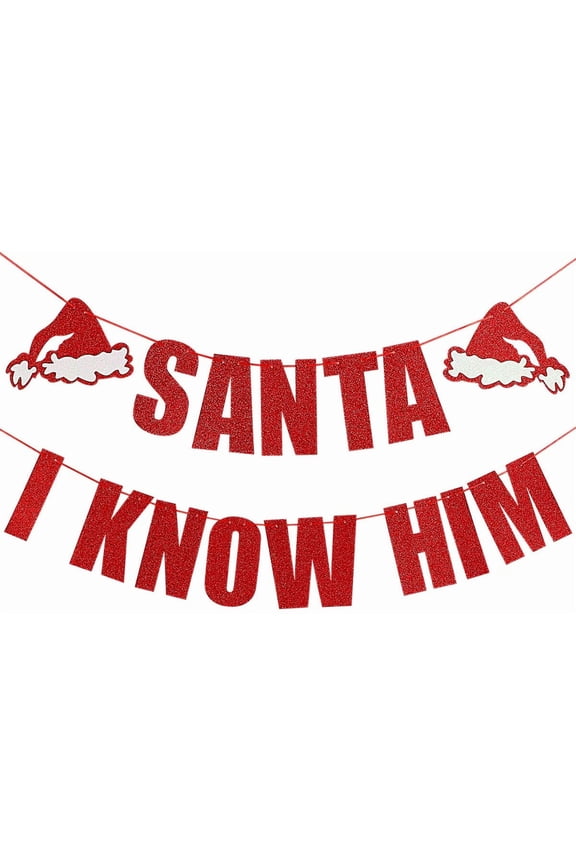 Red Santa I Know Him Banner, Buddy The Elf Christmas Banner Decorations Buddy The Elf Banner for Buddy The Elf Movie Decorations