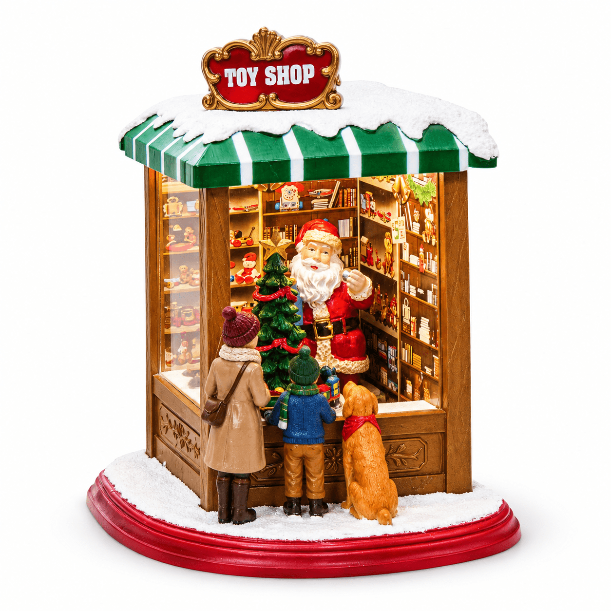 Red Santa's Shop Christmas Village Building LED Lighted Musical Holiday ...