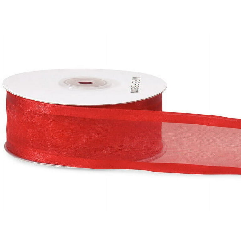 Red White Silver - Diagonal Line Satin Ribbon - ( 1-1/2 inch | 10 Yards )