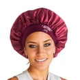 thumbnail image 1 of Red Satin Head Bonnets for Hair Women Sleeping Night Sleep Wrap Cap Bonnet Single Layer 1Pack, 1 of 7