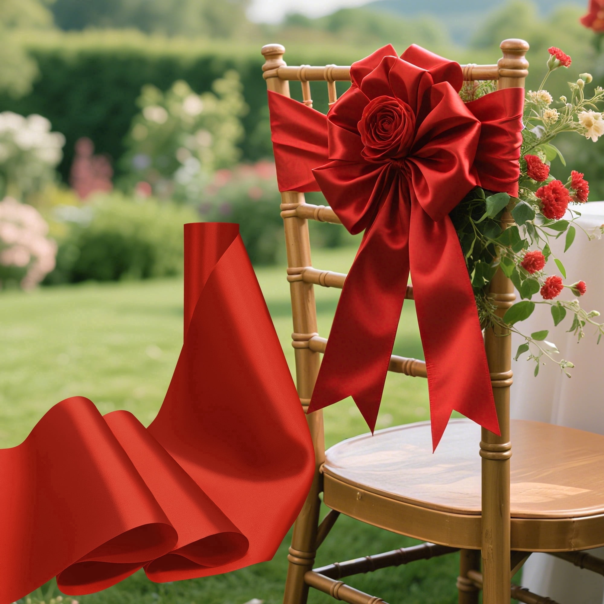THEGLY Red Satin Ribbon 12 Inch 25 Yards Fabric Large Silk Ribbon for ...