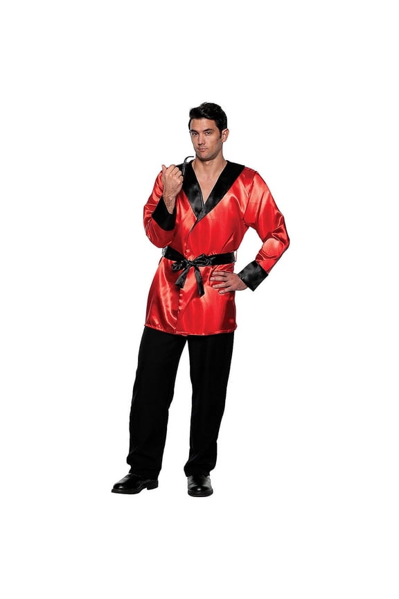Red Satin Smoking Jacket Adult Costume | XX-Large