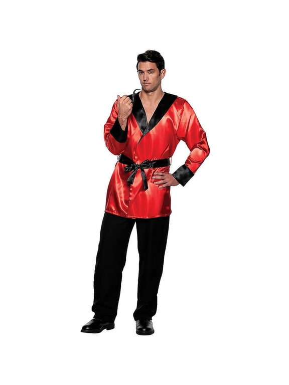 Red Satin Smoking Jacket Adult Costume | XX-Large