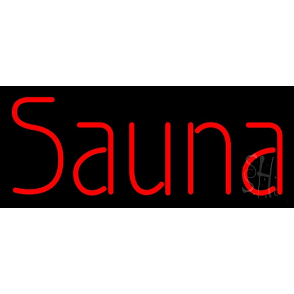 Red Sauna LED Neon Sign 6 x 15 - inches, Black Square Cut Acrylic Backing, with Dimmer - Bright and Premium built indoor LED Neon Sign for Spa interior decor and storefront.