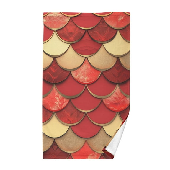 Red Scales Cotton Face Towels Absorbent Hand Towel Soft Bathroom Towel for Kitchen Hotel Decoration