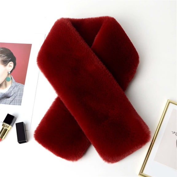 Red Scarf Collar Scarf for Women Men Keep Neck Wrap Scarf Fleece Outdoors Woolen Plush Scarves Winter Warmer for Men Women