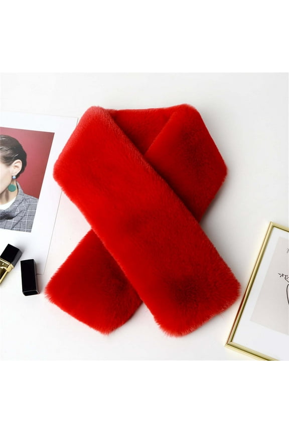 Red Scarf Collar Scarf for Women Men Keep Neck Wrap Scarf Fleece Outdoors Woolen Plush Scarves Winter Warmer for Men Women