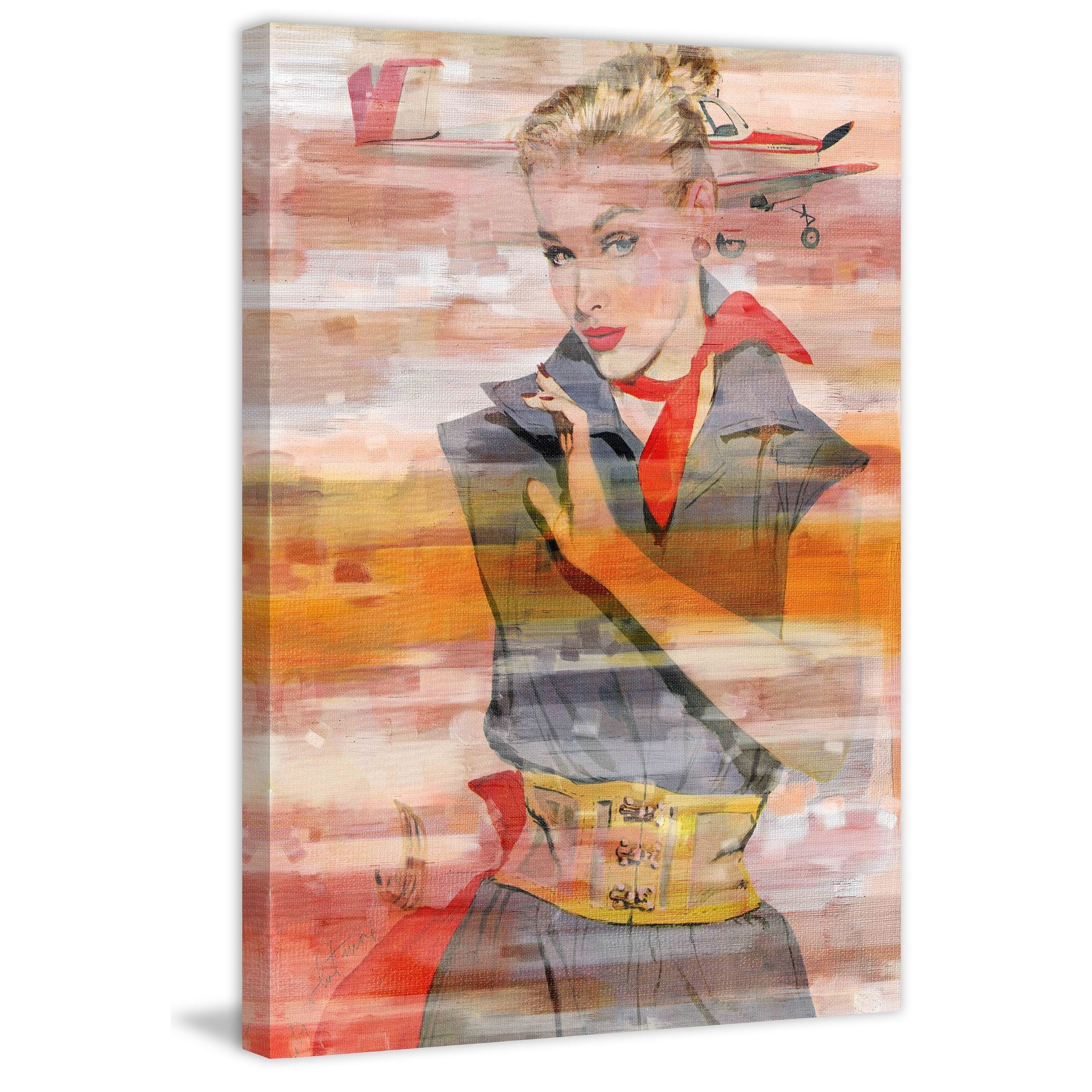 "Red Scarf" Painting Print on Wrapped Canvas