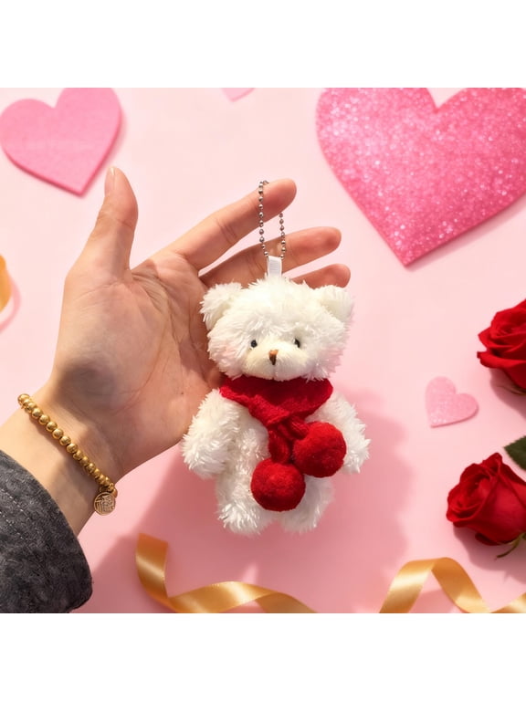 Red Scarf Plush Bear Key Chain Funny Bag Pendant Decoration Bear Doll Women Bag Charm Ornament for Backpack Purse Pendant Gift for Girlfriend