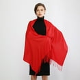 thumbnail image 1 of Red Scarf Women Pashmina Scarf Soft Solid Plain Shawl Wrap Fashion Warm Neck with Fringes, 1 of 4