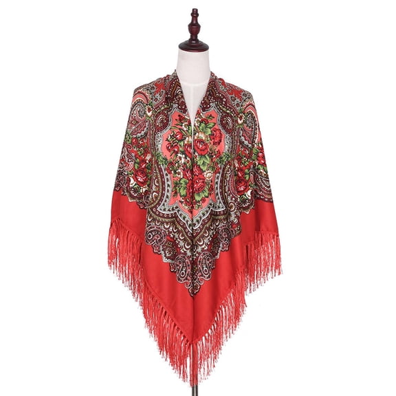 Red Scarfs Scarf Women Fashion Bohemian Scarf Ethnic Style Tie Tassel Scarf Prevents In Cape Large Scarf