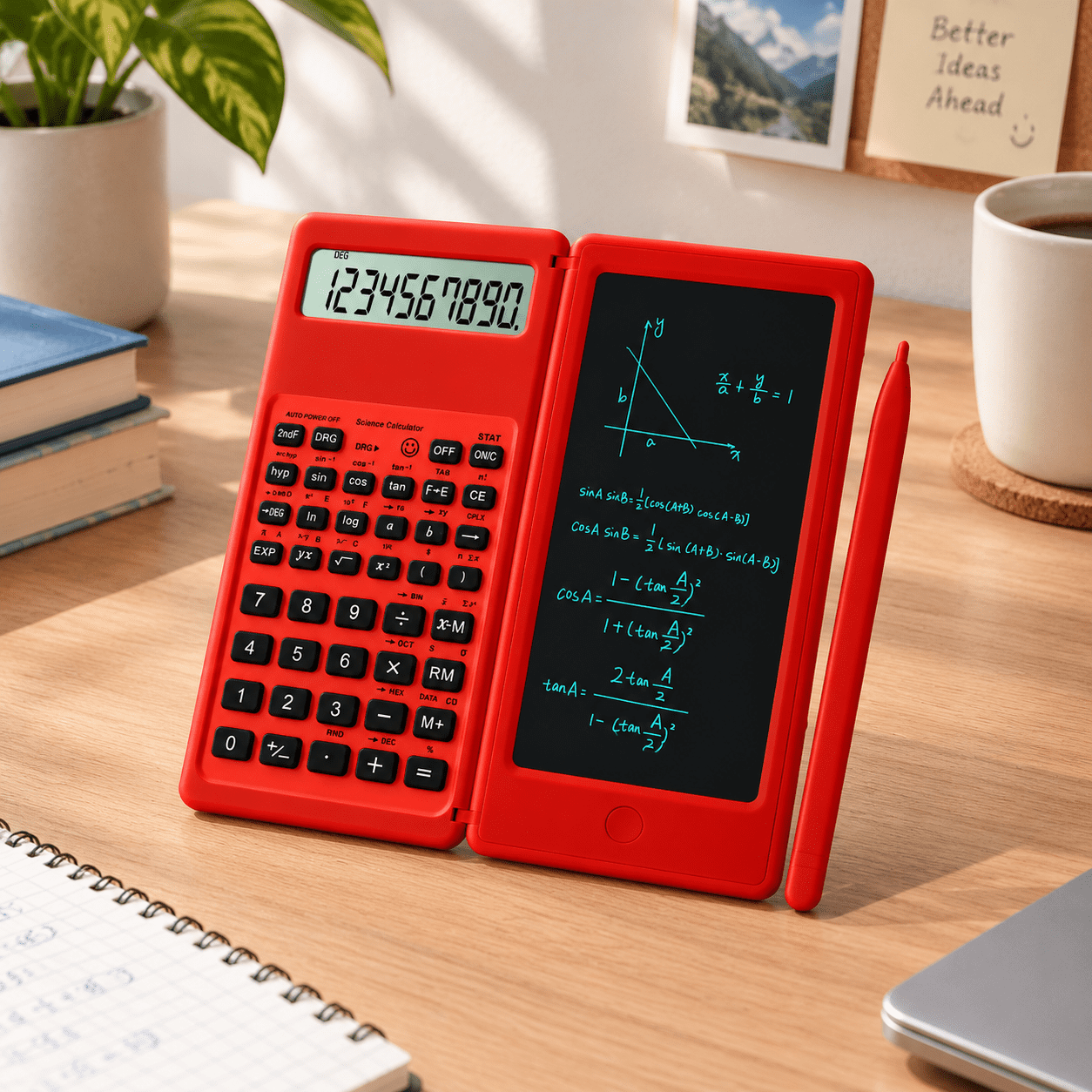 Is Notepad Screen Red Scientific Calculator with Notepad 10-Digit Large Screen for School ...