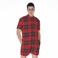 thumbnail image 1 of Red Scottish Tartan Pattern Short Sleeve Men'S Rompers, Tartan Plaid Retro Casual Summer Jumpsuits Outfit, 1 of 4