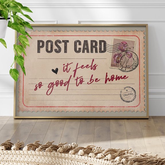 Red Script Home Quote Poster, Nostalgic Cozy Wall Art