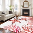 thumbnail image 1 of Red Sea Stars Large Area Rugs 5x8 ft Watercolor Ocean Red Coral Star Fish Washable Rug Non Slip Indoor Carpet Absorbent Floor Mat for Living Room Bedroom Dining Room, 1 of 9