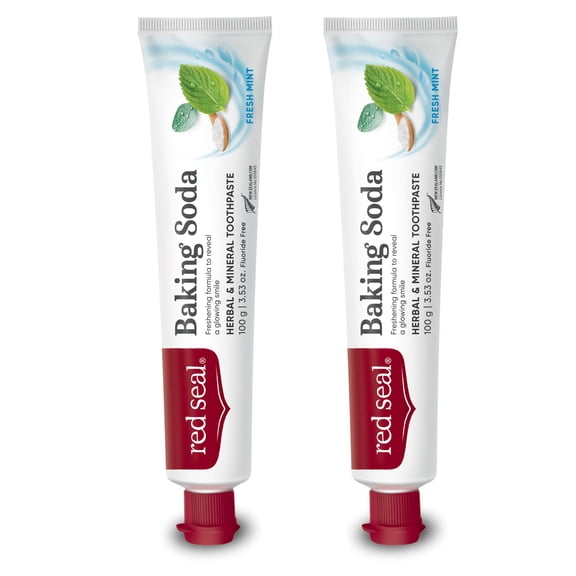 Red Seal Natural Baking Soda Fluoride-Free Toothpaste (2 Pack) | Herbal & Mineral, Dry Mouth Relief C3