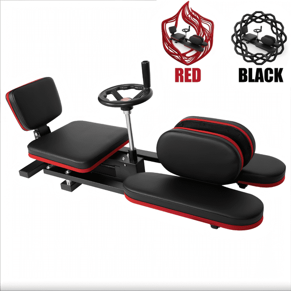 Red Seated Split Machine Split Stretcher, Universal Wheel Flexibility Trainer with Heavy Duty Steel Frame and Soft PU Leather for Yoga, Gym, Home and Fascia Release