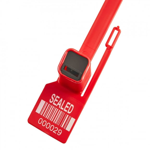 Red Security Seals w/ Barcode - Heavy Duty Zip Tie 110lb. - 1000/pack