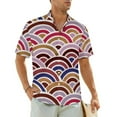 thumbnail image 1 of Red Seigaiha Beach Shirt Men Japanese Waves Loose Casual Shirts Summer Short-Sleeved Desig, 1 of 5