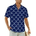 thumbnail image 1 of Red Seigaiha Beach Shirt Men Japanese Waves Loose Casual Shirts Summer Short-Sleeved Desig, 1 of 5