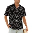 thumbnail image 1 of Red Seigaiha Beach Shirt Men Japanese Waves Loose Casual Shirts Summer Short-Sleeved Desig, 1 of 5