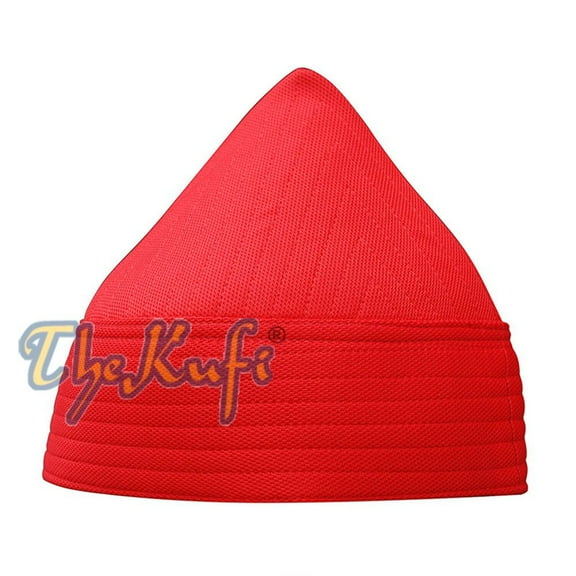 Red Semi-Rigid Soft Handcrafted Tall Naqshbandi Tariqah Sufi Nakshibendi Kufi Hat (XS-21.5"(54.6cm))
