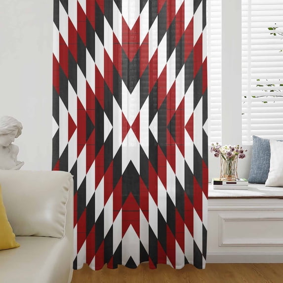 Red Semi Sheer Curtains Drapes for Living Room, Bedroom, French Doors ...