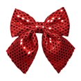thumbnail image 1 of Red Sequin Christmas Tree Topper Bow, Velvet Holiday Decor for Fireplace, Fence, Window, Wall and Wreaths, 1 of 6