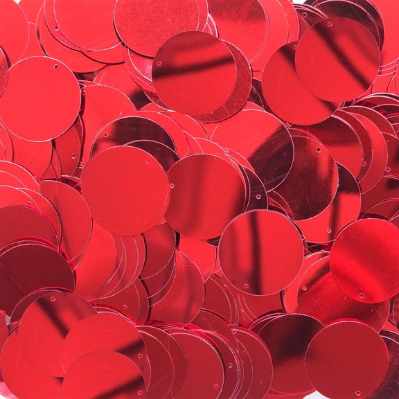 Red Sequins 24mm Top Hole Shiny Metallic Made in USA