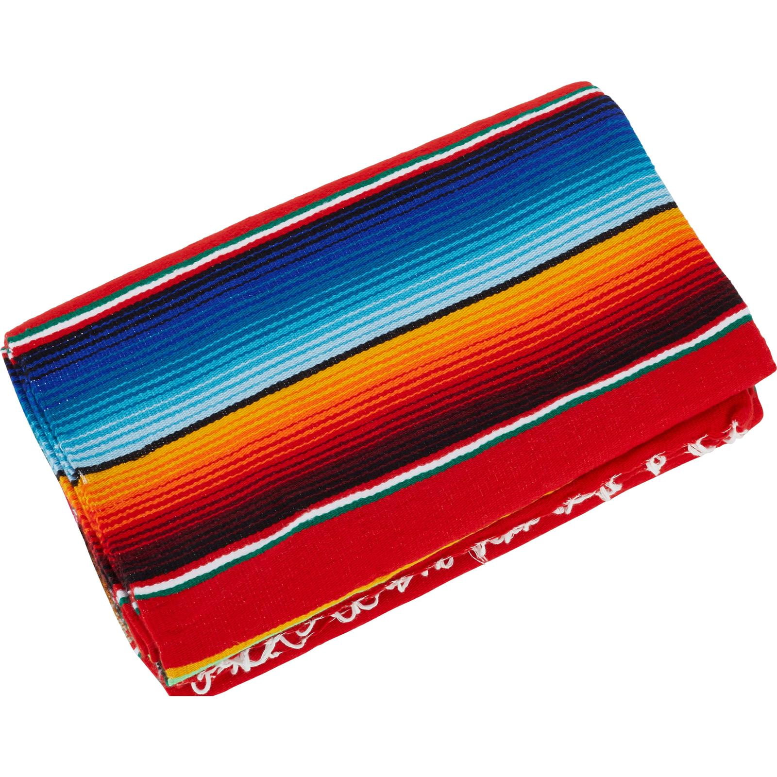 Vibrant Red Serape Mexican Blanket, 84x64 Inch, Custom Seat Cover