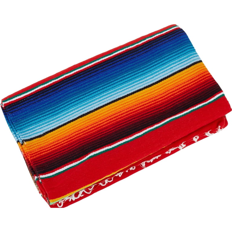 Vibrant Red Serape Mexican Blanket, 84x64 Inch, Custom Seat Cover
