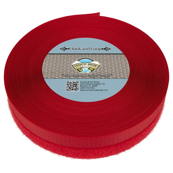 Country Brook Design® Red Sew On Hook And Loop (1 inch, 10 yards)