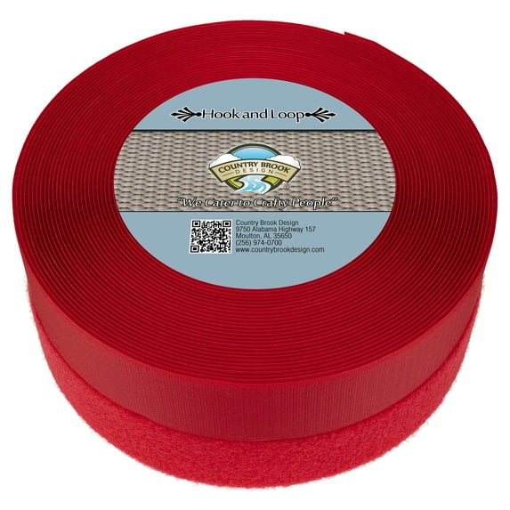 Country Brook Design® Red Sew On Hook And Loop (2 inch, 25 yards)