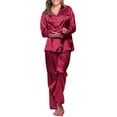 thumbnail image 1 of Red Sexy Pajamas, Polyester Women Pajama Sets, Long Sleeve Womens Pajama Sets, Full-Length 3XL Pajama Sets, Cute Pajama Sets for Women, Valentine's Day Sleepwear Pajama Sets for Women, 1 of 9