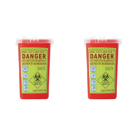 Red Sharps Container Biohazard Needle Disposal Container,15.5x10x10 cm,Black