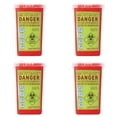 thumbnail image 1 of Red Sharps Container Biohazard Needle Disposal Container, 15.5x10x10 cm, Red 4PCS, 1 of 9