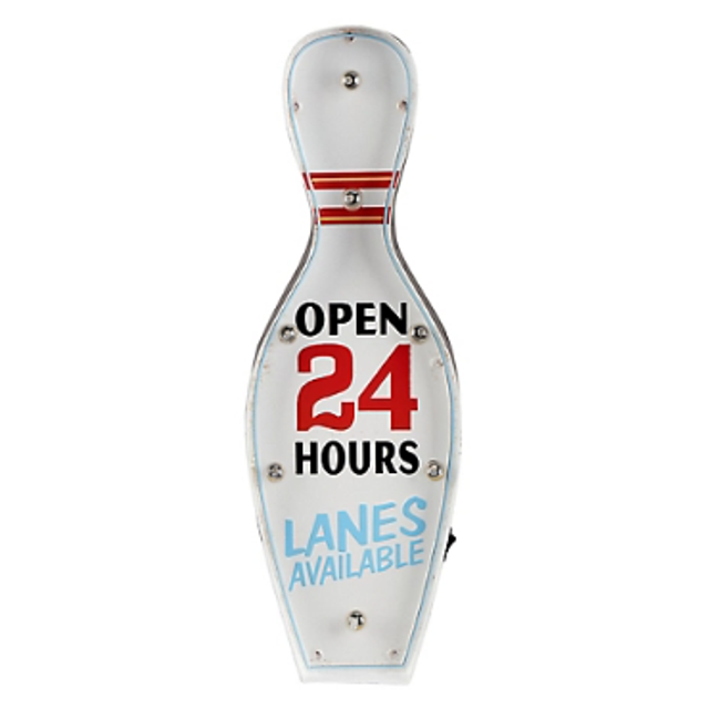 Red Shed TSC00360002 Light Up Bowling Pin Sign, Retro Metal Décor