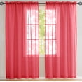 thumbnail image 1 of Red Sheer Window Rod Pocket Curtain Set 90" Inches Long (2 Panels), 1 of 4