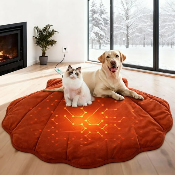 Vagascape 36x26 Inch Heated Dog Pad, Waterproof Pet Heating Mat with Adjustable Temperature, Red Shell Shape