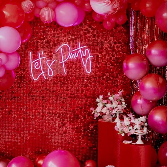 Red Shimmer Wall Backdrop, 36Pcs Square Sequin Panels for Wedding & Party