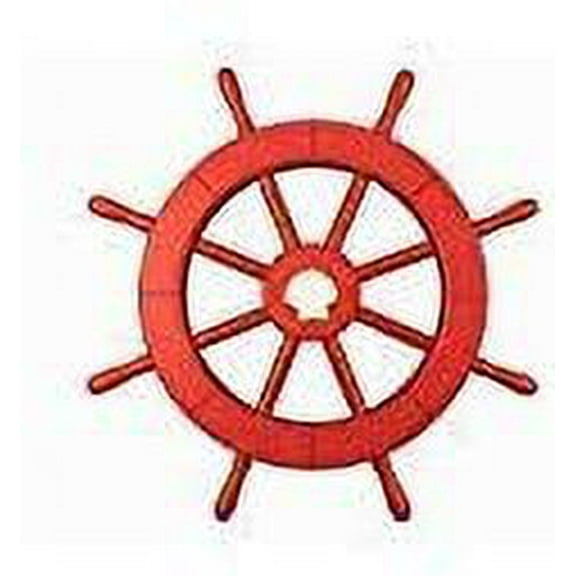 Red Ship Wheel with Seashell 18 Inches by Nagina International