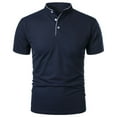 thumbnail image 1 of Red Shirts for Men Men's Short Sleeve Casual Slim Fitting Classic T-Shirts Basic Button Lapel Collar Dress Work Tee Shirts Navy 3XL, 1 of 5