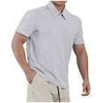 thumbnail image 1 of Shirts for Men Trendy Solid Color Golf Shirts Short Sleeve Daily Shirts Casual Turndown Collar Outdoor T Shirts, 1 of 5