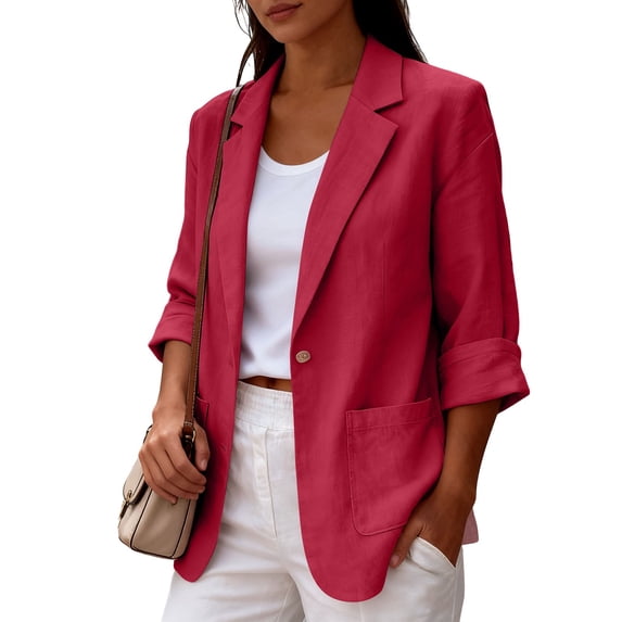 Red Shirts for Womens 3/4 Sleeve Fall Slim Fit Basic Shirt Layer for Office