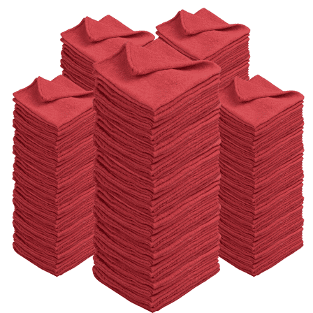 Red Shop Towels 100 Pack 12x14 Inch Reusable Cotton Cleaning Cloths for Mechanics Painters and DIY Projects