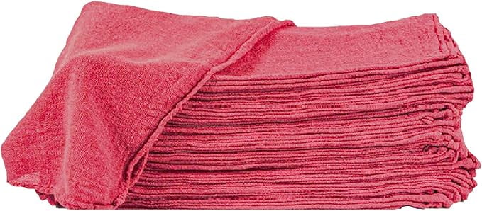Red Shop Towels 100 Pack 12x14 Inch Reusable Cotton Cleaning Cloths for ...