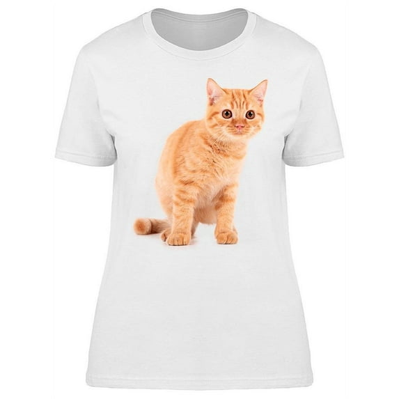 Red Short Hair Cat Sitting T-Shirt Women -Image by Shutterstock, Female XX-Large